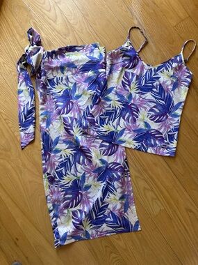 Never Fully Dressed Purple & White Tropical Midi Dress Set